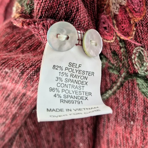 NWOT Fig & Flower Burgundy Floral Embroidered Tie-Front Knit Cardigan Blouse 2X - Picture 9 of 10